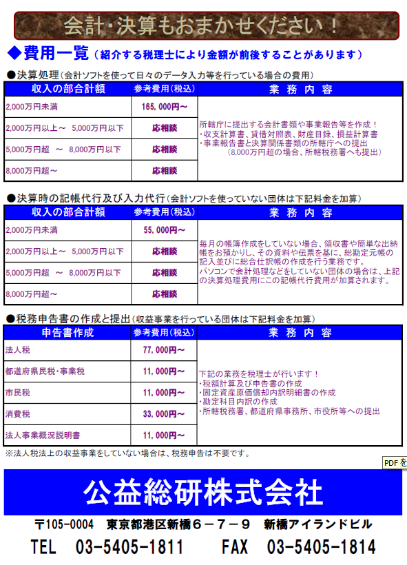 会計・決算費用