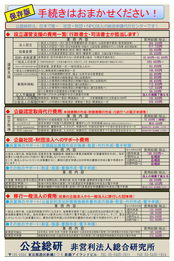 運営料金表