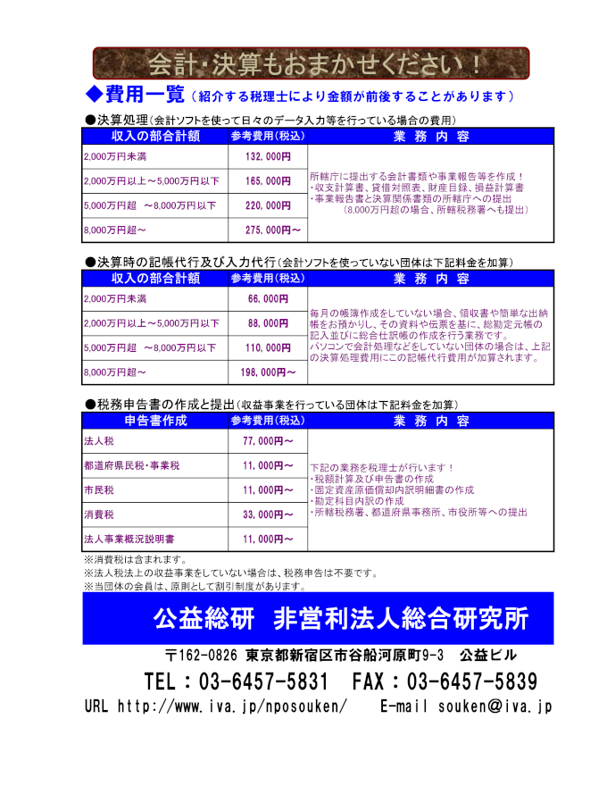 会計・決算費用